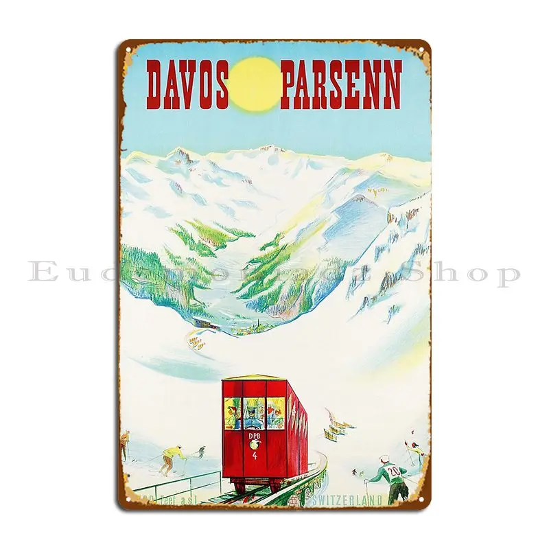 Switzerland 2022 Today Graub%C3%Bcnden Davos Parsenn Winter Holiday Trip Metal Sign Living Room Designer Customize