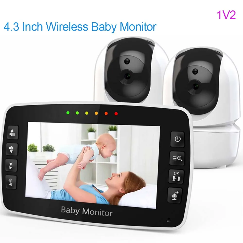 

2023 New Baby Monitor 4.3 Inch Wireless Video Nanny Security Night Vision Cry Alarm Temperature Monitoring Baby Two CameraSM43A