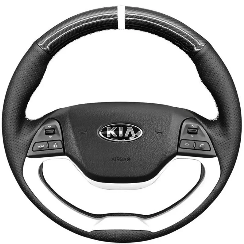 

Braid Red Stripes Red Stitching Steering Wheel Cover for Kia Morning 2011-2016 Picanto 2 2012-2015 Car Accessory
