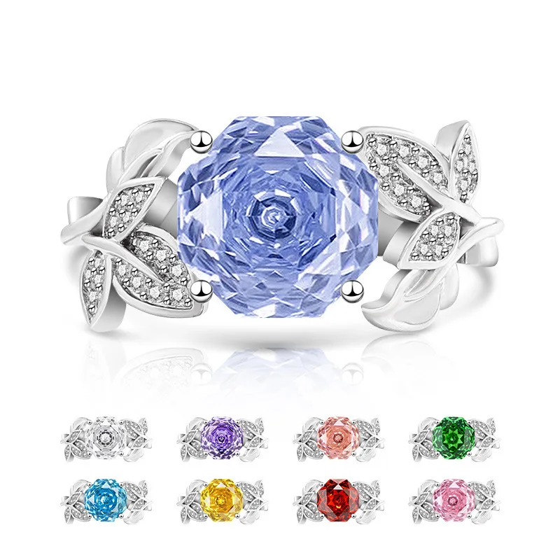 

Rococo Sweet Romantic 925 Sterling Silver Vintage Rose Cut Fire Zircon Ring Valentine's Day Gift