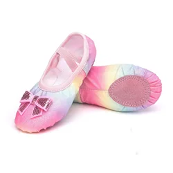 Children's Dance Shoes Gradient Color Sequin Bow Girl's Cat Claw Ballet Dance Shoes