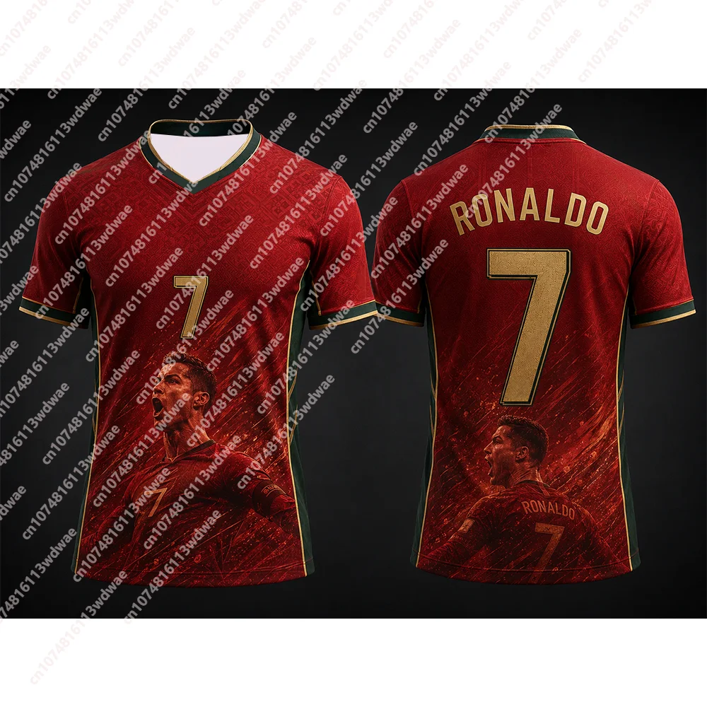 Portugal Champion Football T-shirt Quick-Drying Ronaldo 7 Football Shirt Outdoor Tracksuit Kit Special Edition Kid Tee Football
