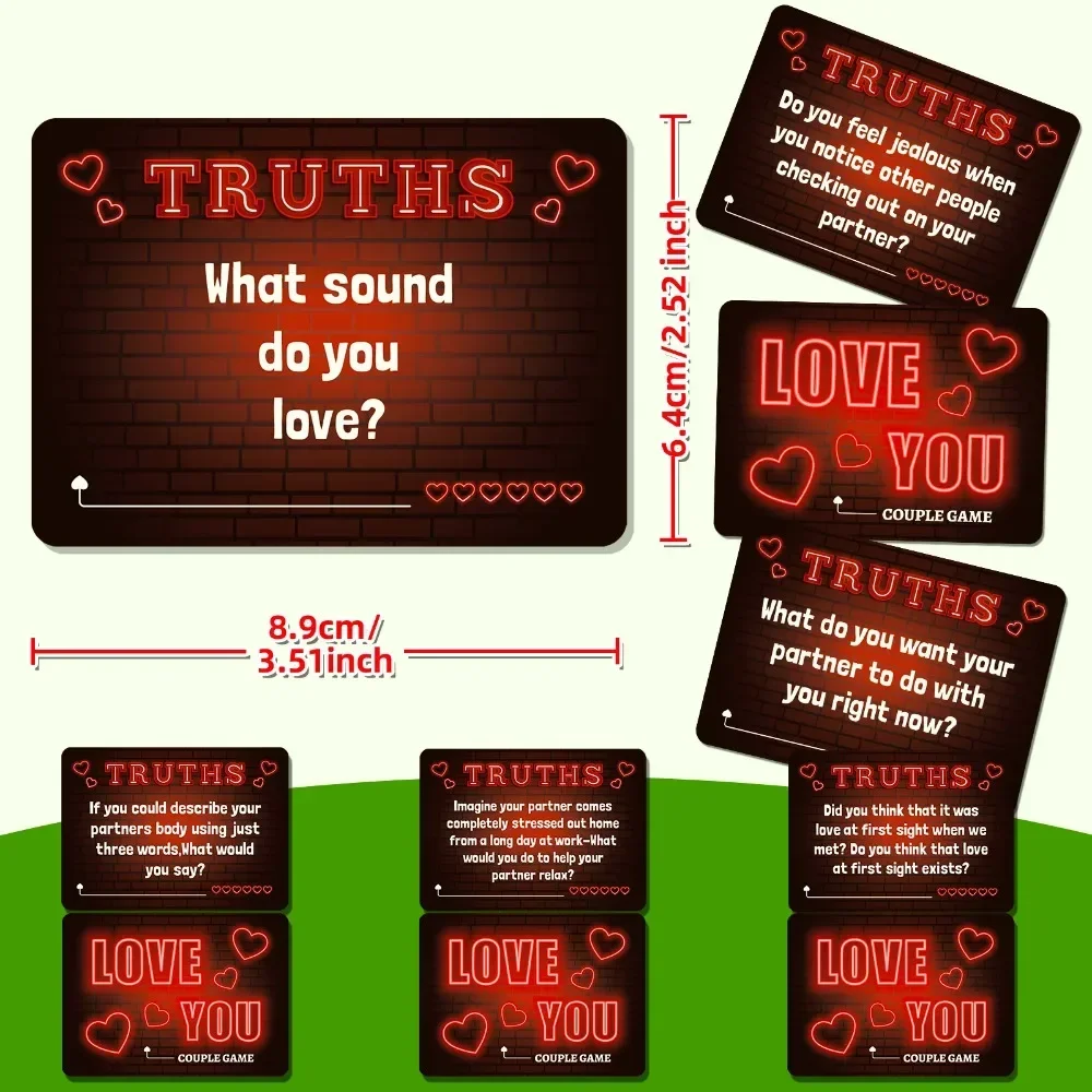 A Set Couple Card Night Interactive Games Truth Or Dare Adventure Prop Romantic Love Q&A Poker Warm Field 50 Sheets Board Games