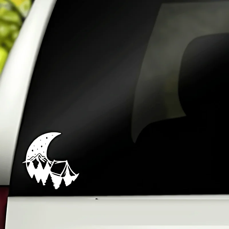 

White Vinyl Moon Stickers Suitable for Car Windows, Tablets, Laptops, Water Bottles, Etc., Measuring 4.5 X 4.5 Inches