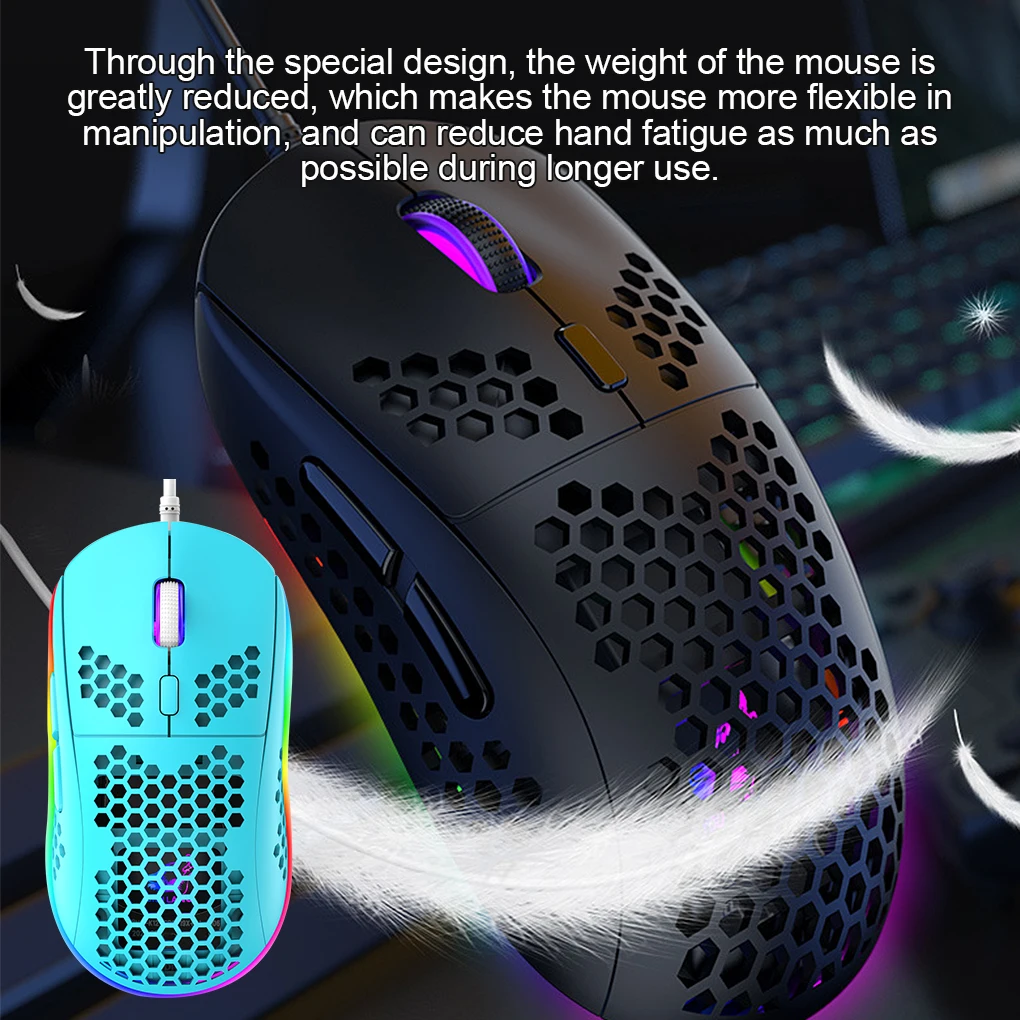 Game Mouse USB Wired RGB Light Gaming Mouse DPI Adjustable Portable Computer Accessory  Blue