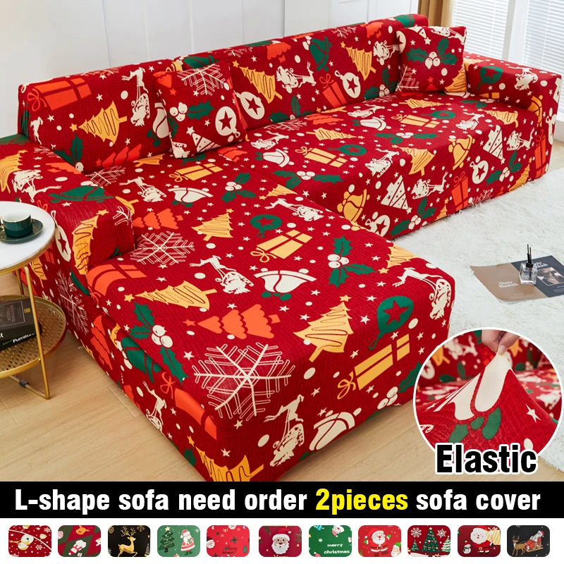 Christmas Elastic Sofa Covers for Living Room Slipcover L-shaped Needs orders 2 pieces Cover Furniture Protector