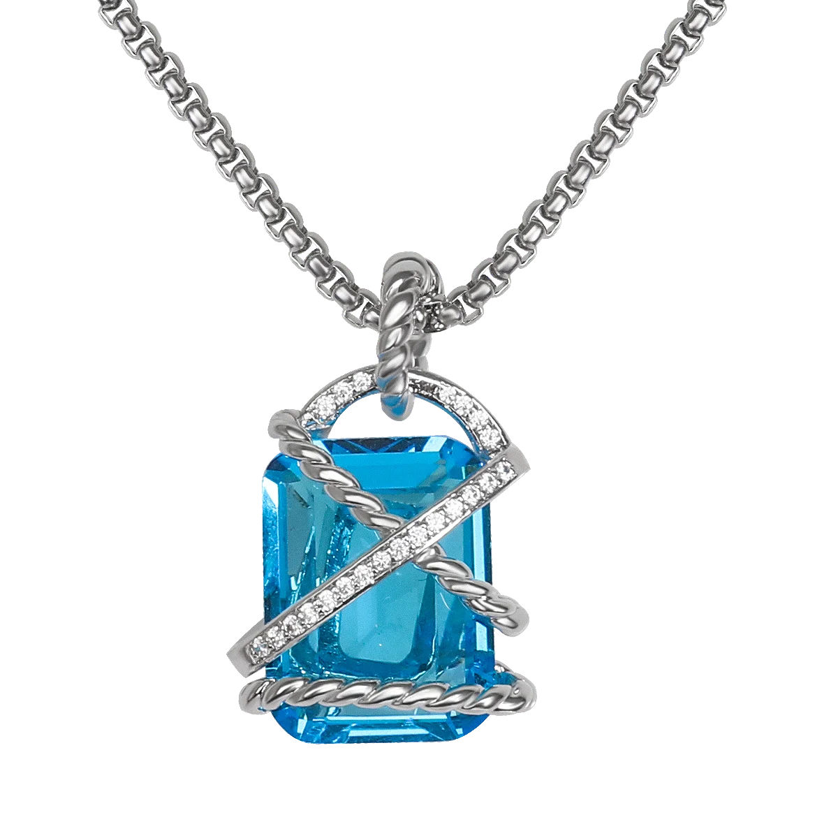 Designer Jewelry Inspired Twisted Cable Statement Pendant Large Cubic Zirconia Pendant Necklace for Women Gift