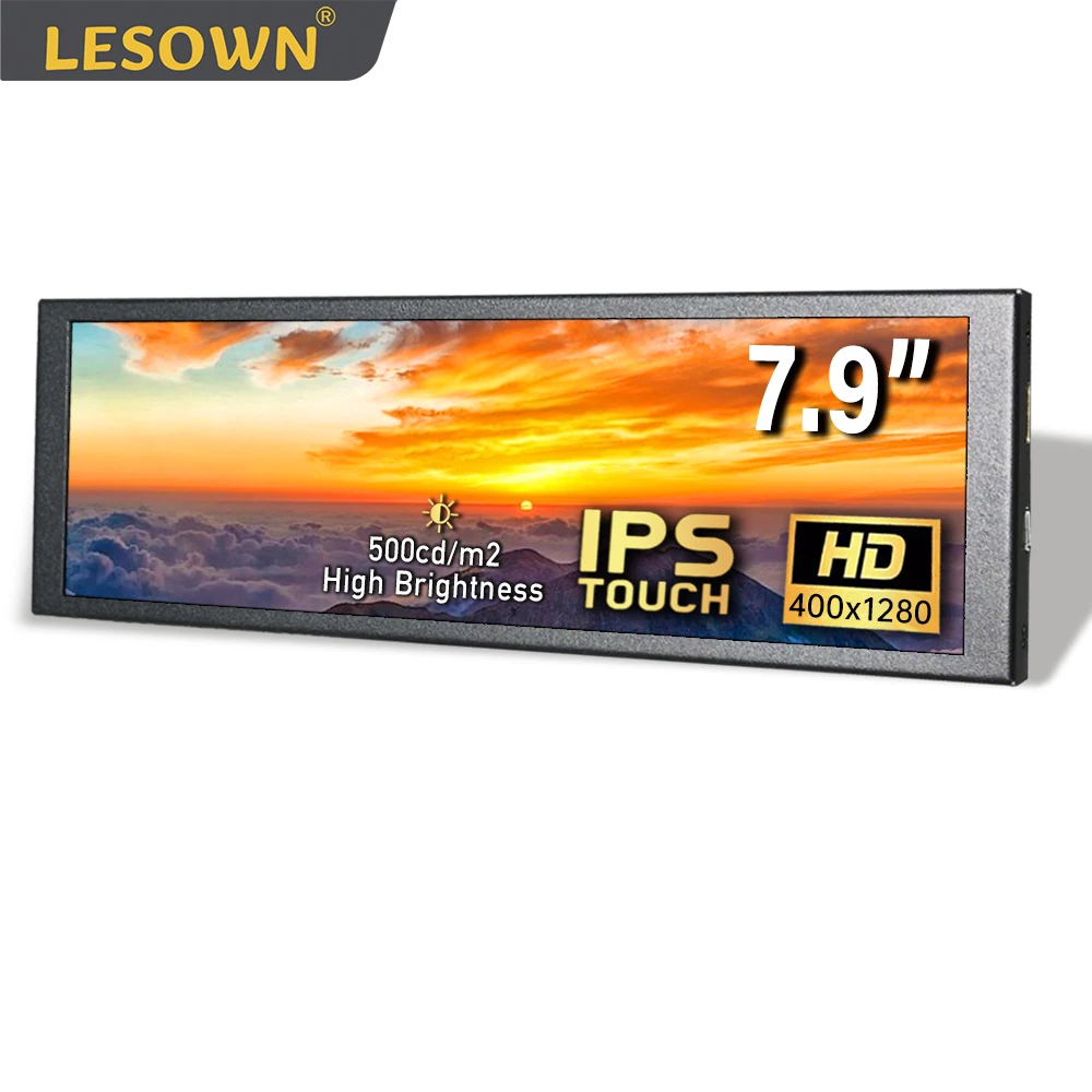 

LESOWN 7.9 inch 400x1280 Long Strip Bar Touchscreen Secondary Screen Monitor 7.84" PC Case Aida64 CPU GPU Sub Display for Laptop