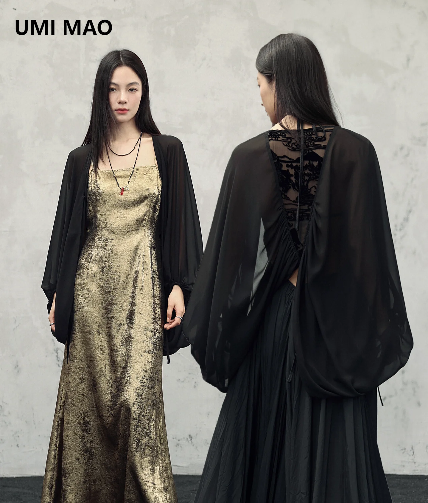 UMI MAO New Chinese Style Chiffon Lantern Sleeve Jacket For Women, Summer Dark Gothic Niche Design Sun Protection Cardigan
