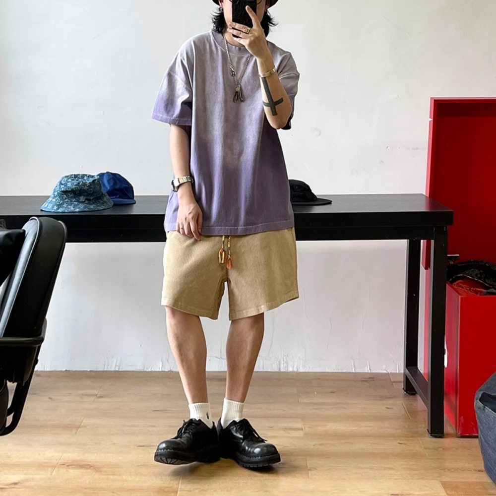 Japanese Streetwear Slub Cotton Casual Shorts Men Women Clothing Harajuku Casual Sports Basketball Shorts Fashion Sweatpants