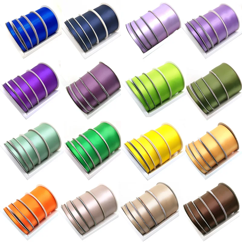(43-84) 22.5Meters 6/9/16/25/38mm Double Sided SATIN RIBBON Top Quality 100% Polyester Double Face Silky Ribbon for Eternal Rose