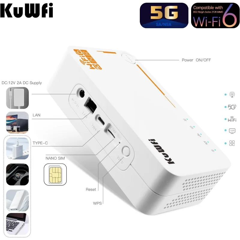 5g Router with sim Card Slot Unlocked,AX3600 WiFi-6 Modem with Sim Card Slot,NR NSA/SA 5G NR SA NSA AX3000