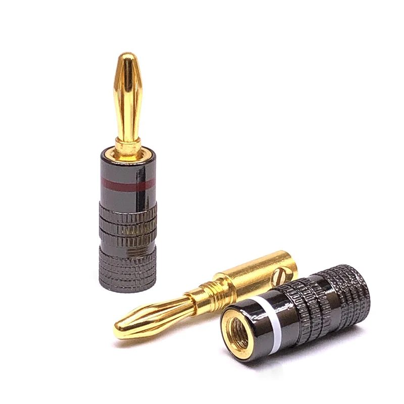 Musical Sound Banana Plugs Closed Screw 24K Gold Plated Banana Speaker Plug Connectors Audio Speaker Connector 4mm 1/2/4/6pcs