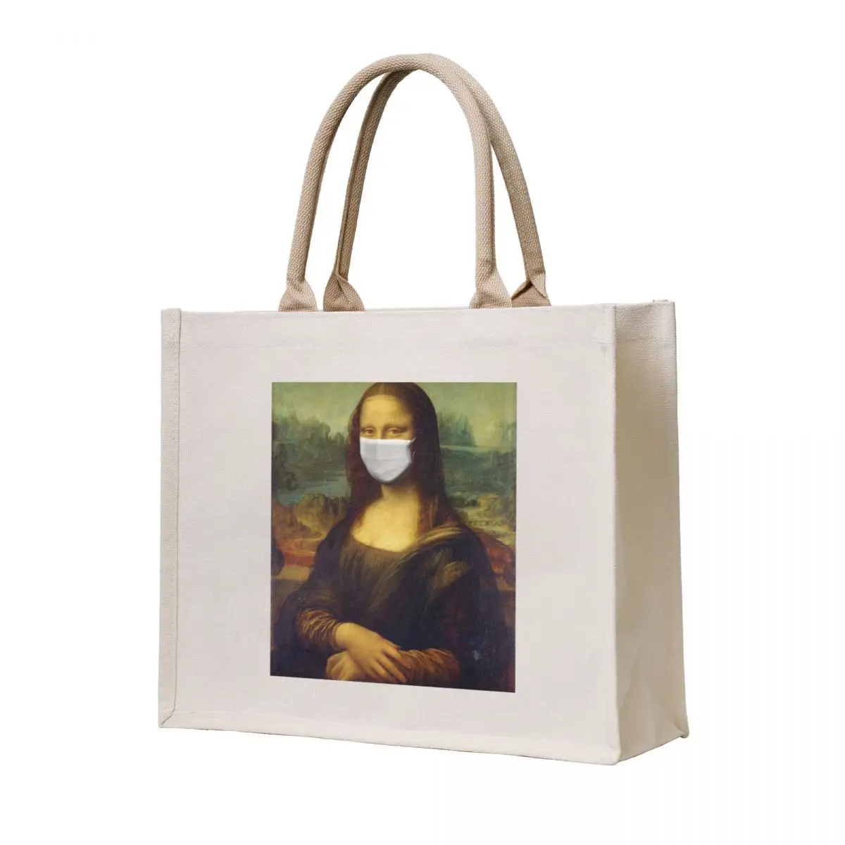 

Mona Lisa in mask Tote Bag bag luxury women canvas tote Gift bag