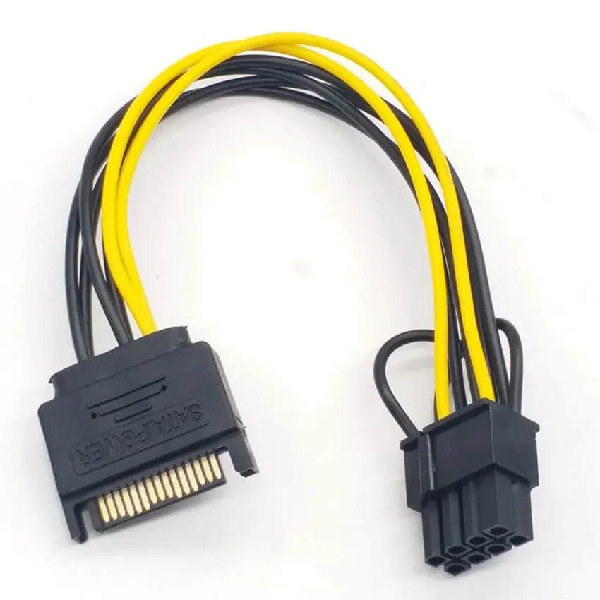 1PCS SATA 15PIN to 8Pin 6+2 Cable Splitter Graphics Card Power Line Video Card Converter Wire Adapter GPU 6PIN+2PIN Extend Cord