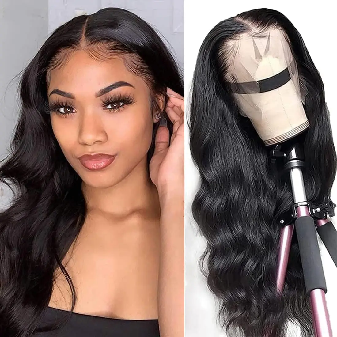 

IUPin Body Wave Lace Front Wigs Human Hair 180 Density Glueless 16-34 In 13x4 Transparent Lace Front Wig for women Natural Hair