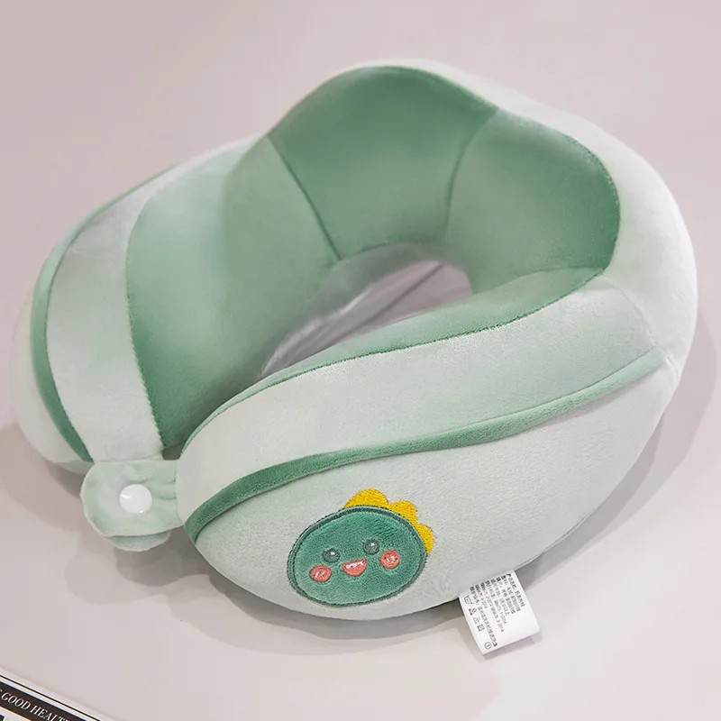 Memory Foam Cute Neck Pillow Head Support Comfortable Airplane Pillow for Kids Adults U-Shaped Travel Pillow Train Long Flights