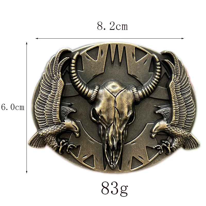 Eagle bull skull belt buckle Western cowboy