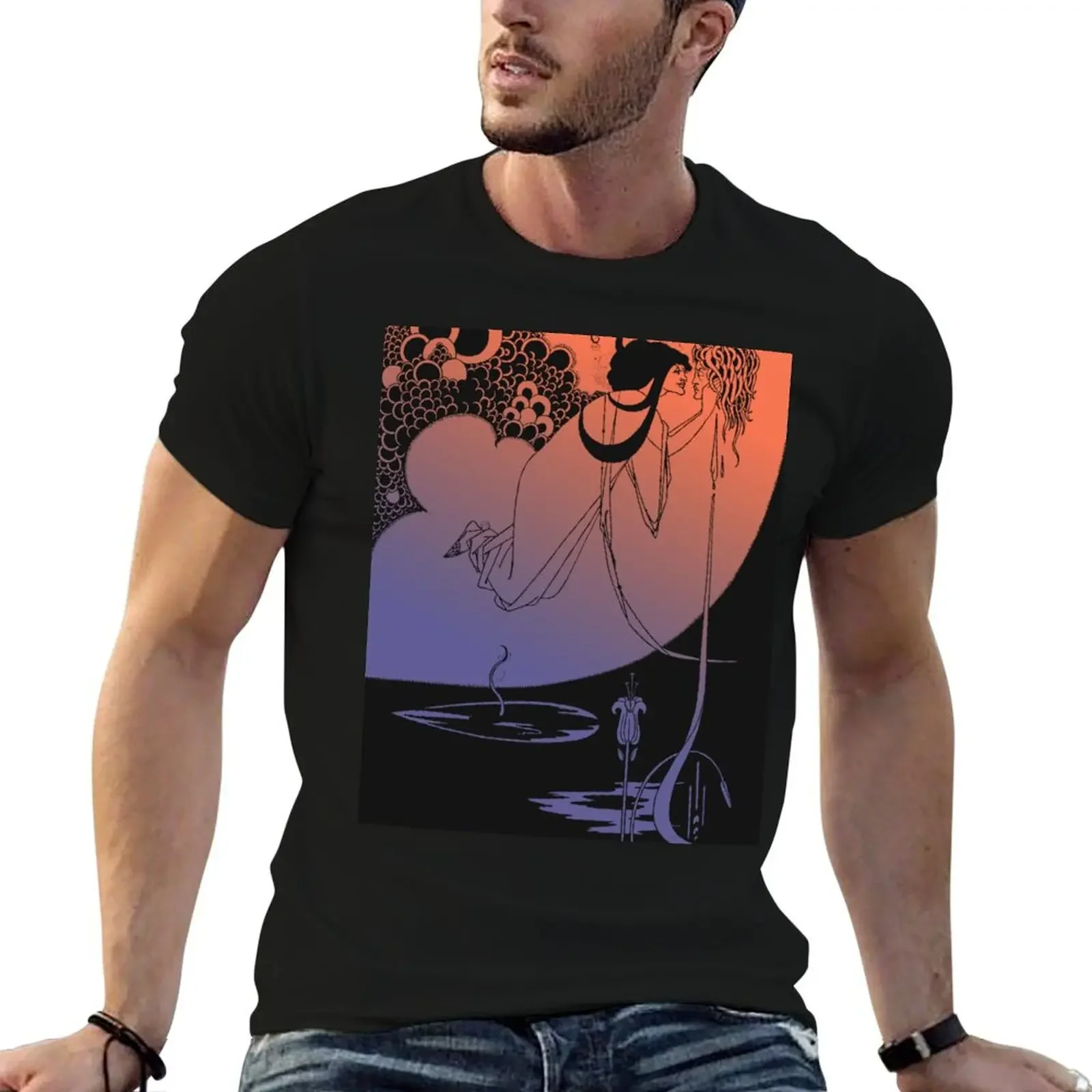 Tinted Aubrey Beardsley The Climax 1893 Orange Blue T-Shirt oversizeds oversized t shirt mens clothes