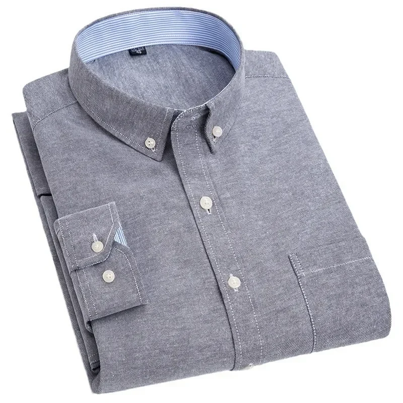 White Shirt，men's Oxford Textile Shirt Casual Long Sleeve Solid Color Men's Fashion Slim Fit Business Shirt Tide Wholesale