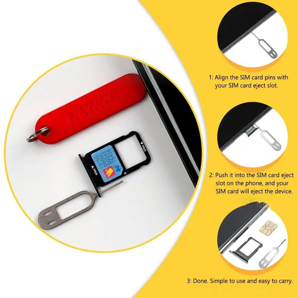 1Pcs with Detachable Keyring Card Pin Mobile Phone Portable SIM Card Removal Tool Anti-Lost Mini Keychain Charm for Smartphones