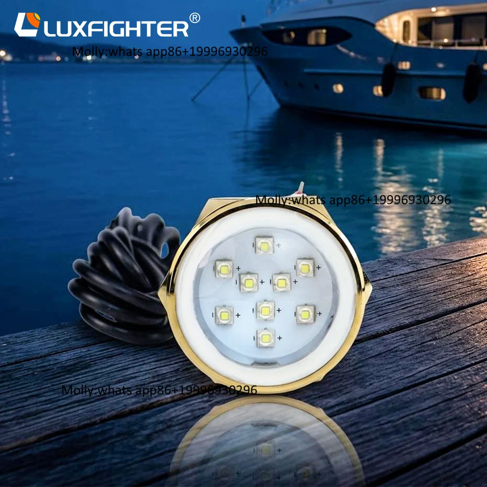 ZhengyuanLED 27W 1800LM IP68 Rated 12V/24V DC LED Underwater Boat Yacht Drain Plug Light 180 Degree Beam Angle Multi-Color
