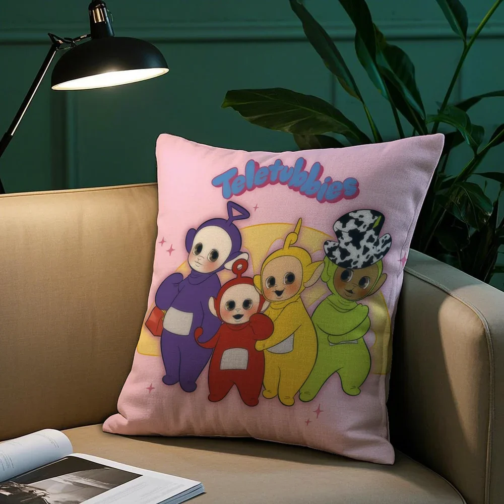 Cute T-Teletubbies Pillow Case Plush Fabric Soft Double Sided Print Sofa Cushion Cover Throw Pillow Covers
