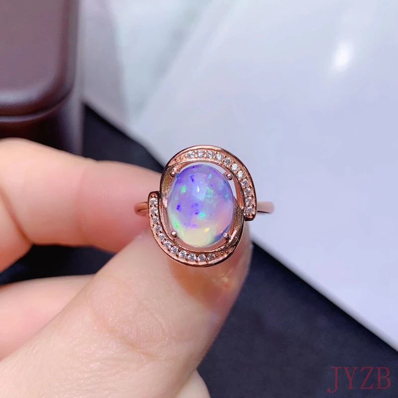 

Lovely female white fire opal ring fashion silver rose gold water drop engagement ring promise love wedding ring for woman