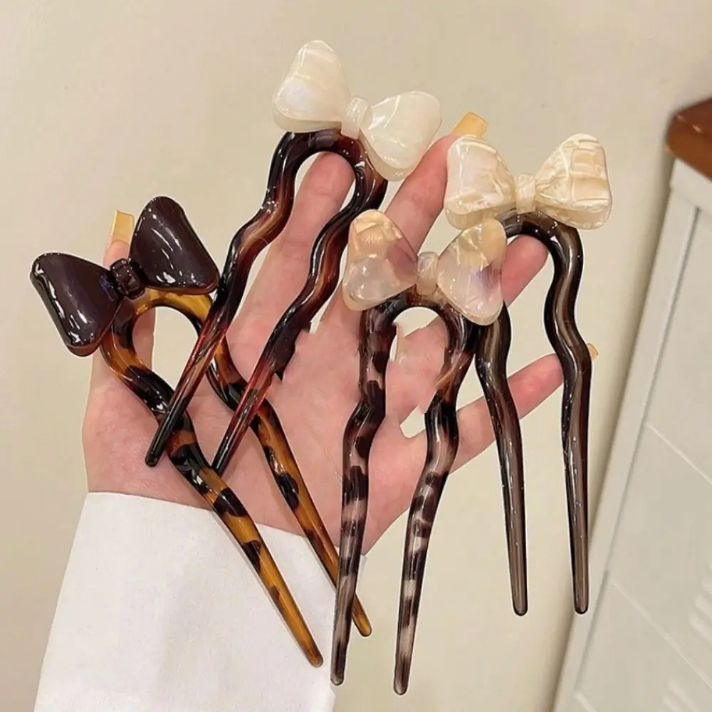 New Simple Elegant Hair Clip Wavy U-Shaped Acrylic Acetate Hair Accessory Women Girls Bow Headwear