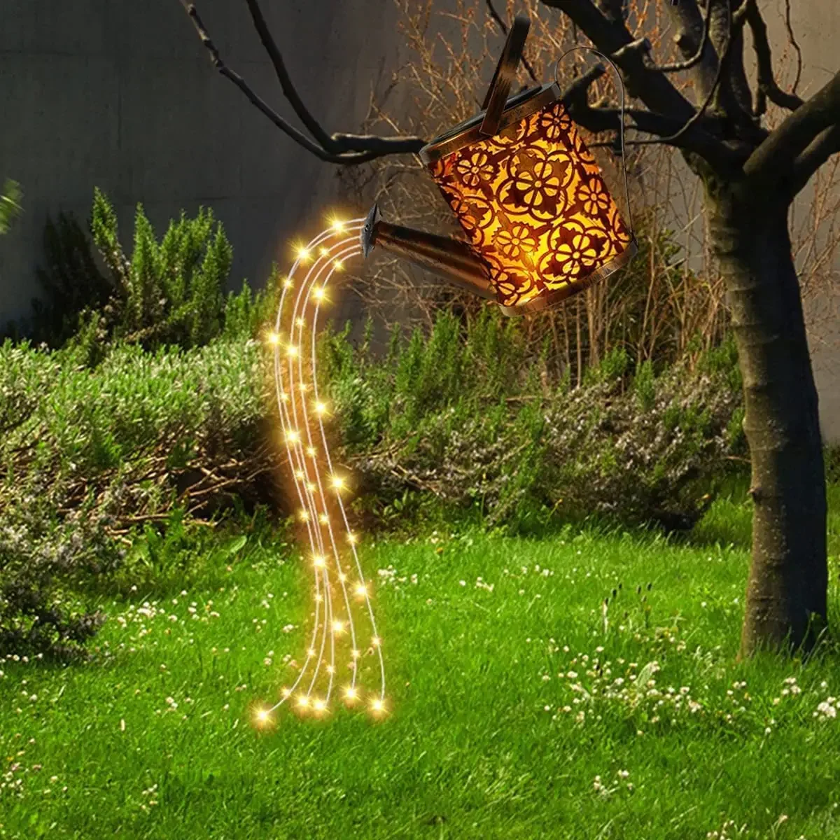 NEWSolar Watering Can Light Outdoor Garden Art LED String Light Hanging Kettle Lantern Pathway Patio Decorative Lamp Stake Light