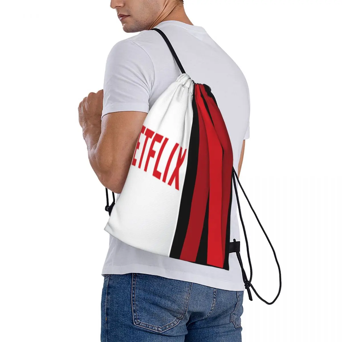 Netflix-Sac à dos à 6 ficelles de proximité, sac de sport scolaire, SR rpm