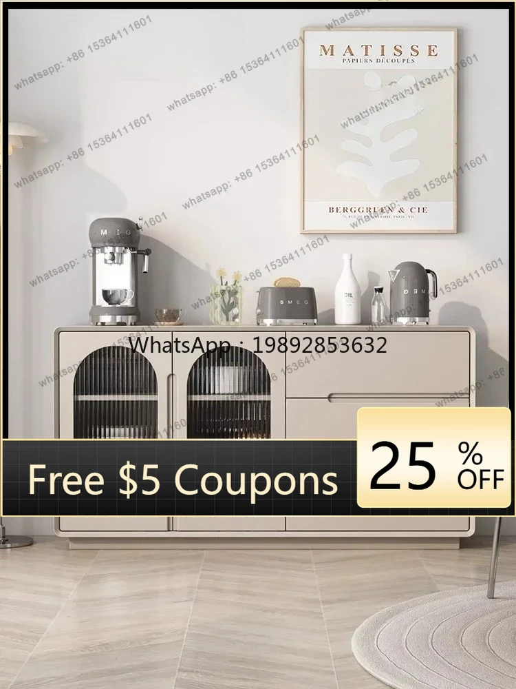 

W2 Italian solid wood dining side cabinet, simple modern entrance cabinet, cream storage, decorative