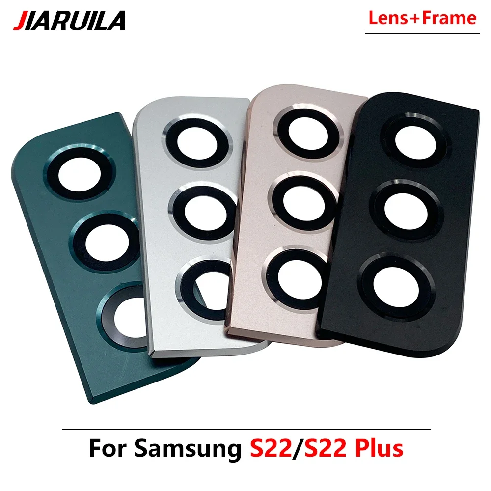 NEW For Samsung S22 / S22 Plus / S22 Ultra Replacement Parts Back Rear Camera Lens Glass Cover with Frame Holder Set