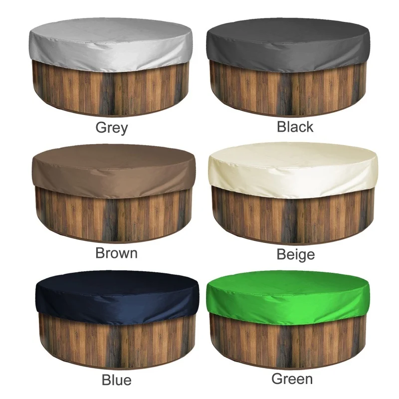 Round Hot Tub Cover Adjustable Hem Waterproofing Weatherproof For 78.7 X 11.8 Inch Hot Tubs Black