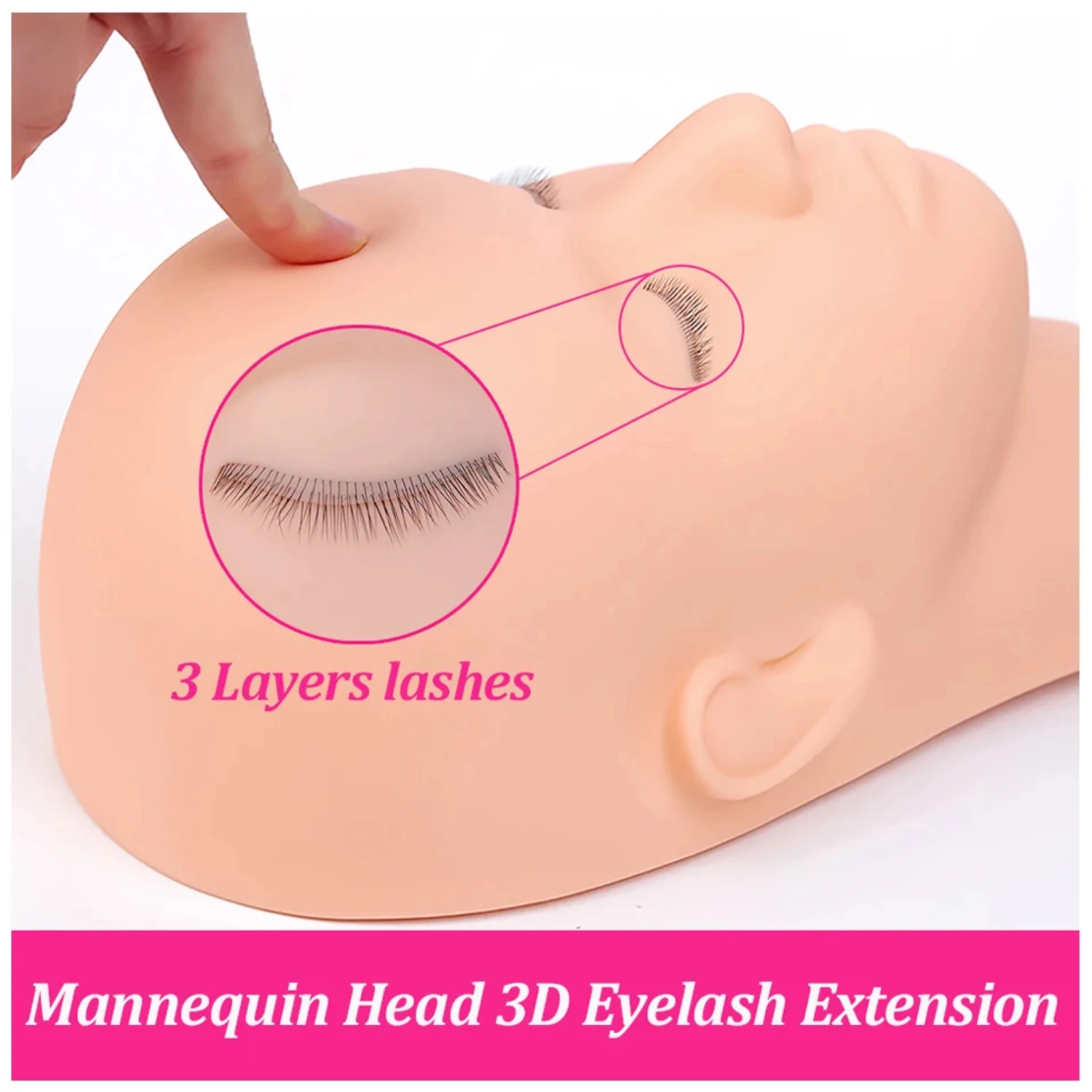 

3 Layers Eyelashes Mannequin Face Practice False Eyelash Extensions Grafting Lash Training Makeup Tools