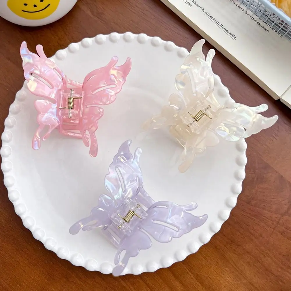 Sweet Animals Acetate Butterfly Hair Claw Colorful Korean Style Butterfly Hair Clip Hairpin Candy Color Large Shark Clip Female