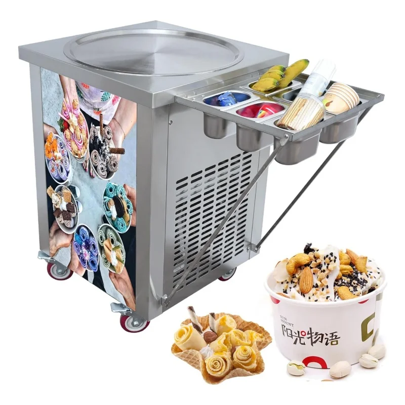 Fry Ice Cream Machine Temperature Control Yogurt Roller Ice Cream Machine Fast Cooling Fried Ice Cream Roll Machine