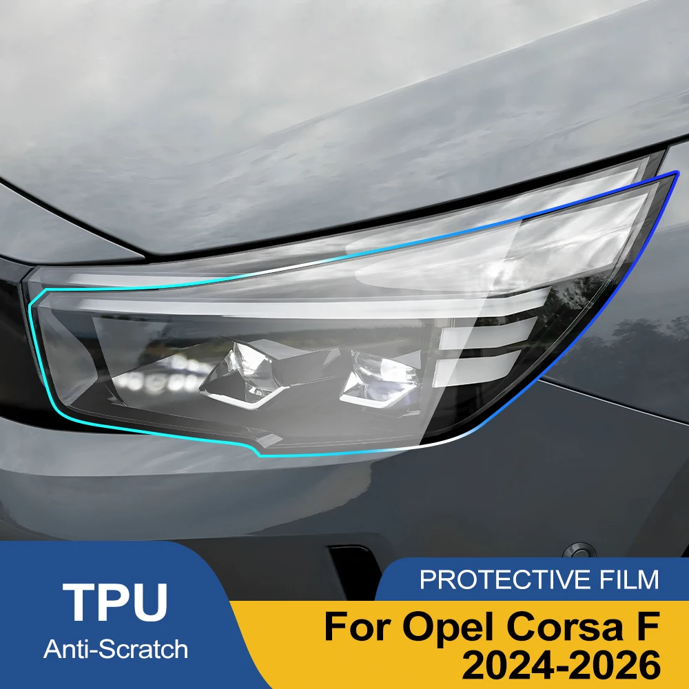 

For Opel Corsa F 2019-2026 Smoke Black High-Gloss TPU Headlight PPF Film Pre-Cut Anti-Scratch Protective Vinyl Wrap Cover Kit
