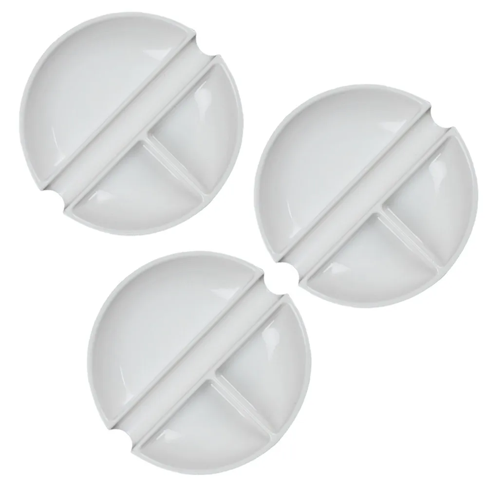 3Pcs Portable Round Paint Palettes Set Sturdy Plastic Color Palette for Professional Painters Art Students Drawing