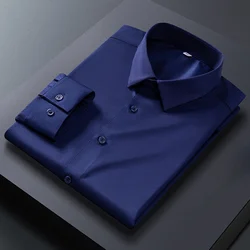 S-5XL Anti-Wrinkle Men Shirts Long Sleeve Dress Shirts For Men Slim Fit Camisa Social Business Blouse White Office Shirt