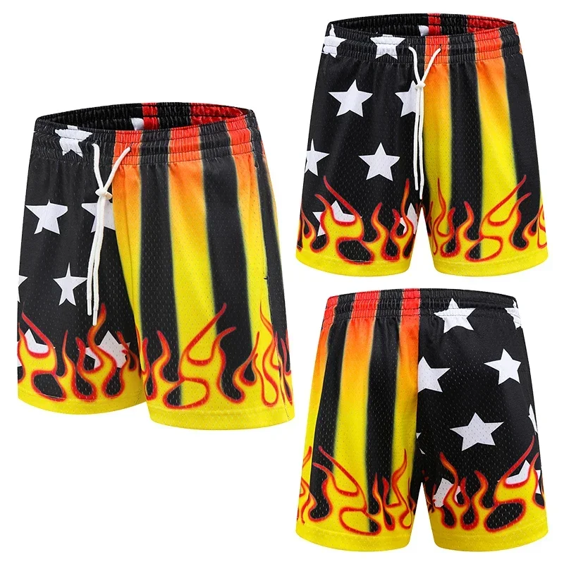 Men's Basketball Shorts, Breathable Mesh Quick Drying Tie Dyed Sports Pants, Casual and Fashionable Summer Capris