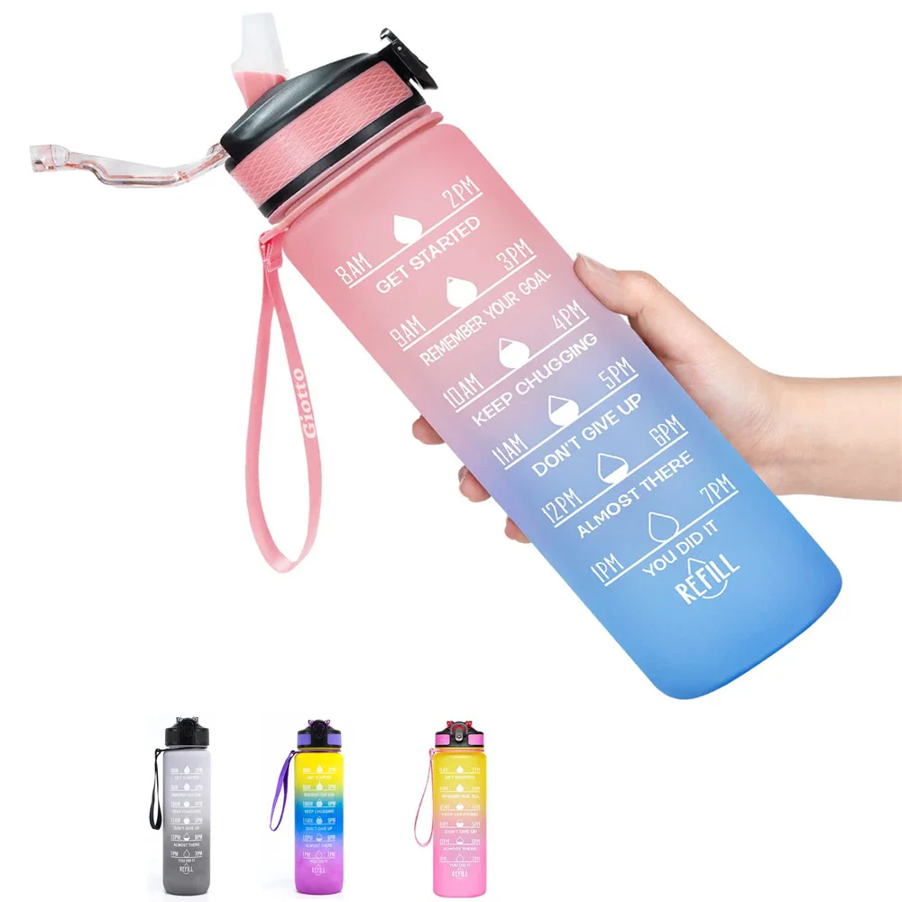 

10/12/20/30/36/18/64oz Sports Water Bottle Leak Proof Colorful Cup Drinking Outdoor Travel Portable Gym Fitness Jugs