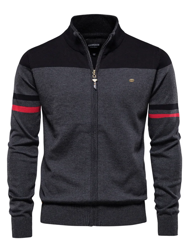 

Men's Zipper Sweater Faionable Trendy European Size Knitted Cardigan Long Sve Casual Sle Elastic Pattern Cotton Blend