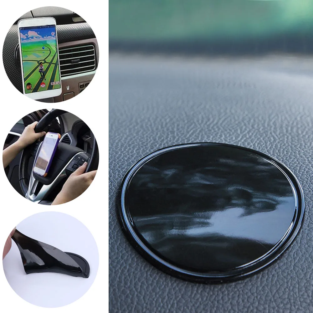 

1/2pcs Car Phone Suction Cup Holder Universal Car Dashboard Non-slip Mat Black Car Circular Fixed Pad Auto Interior Accessories