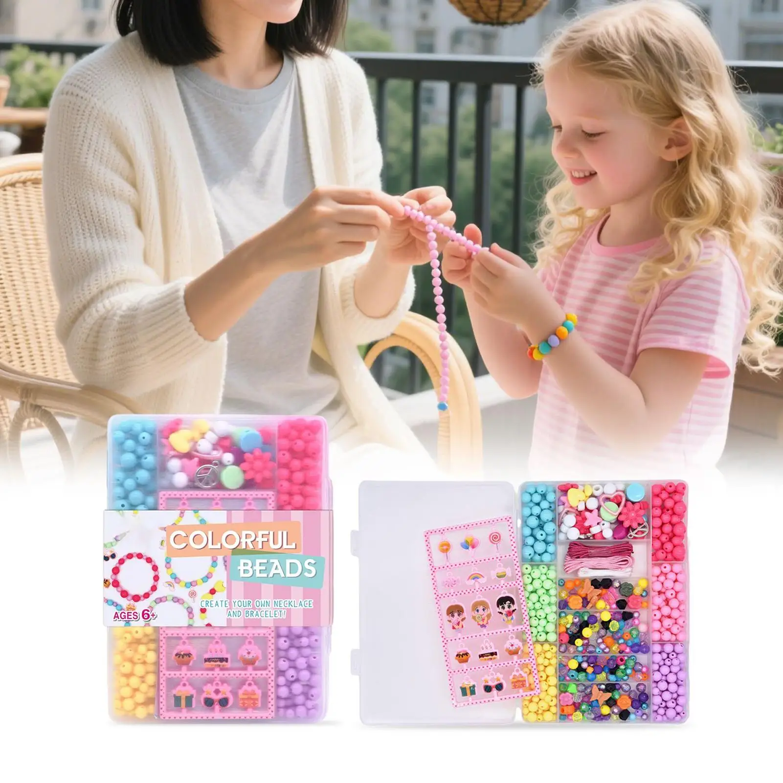 Bracelet Making Beads Jewelry Making Kit Beads Portable Arts Activities Hobby Craft Supplies Toy Set For Boys Girls Kids Son