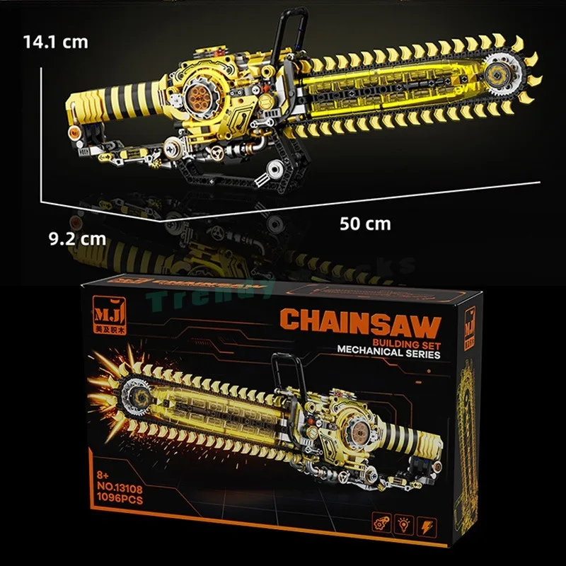 1096PCS Mechanical chainsaw Building Blocks,Creative Adjustable component Lighting Decor Educational Assembly Toys Birthday Gift