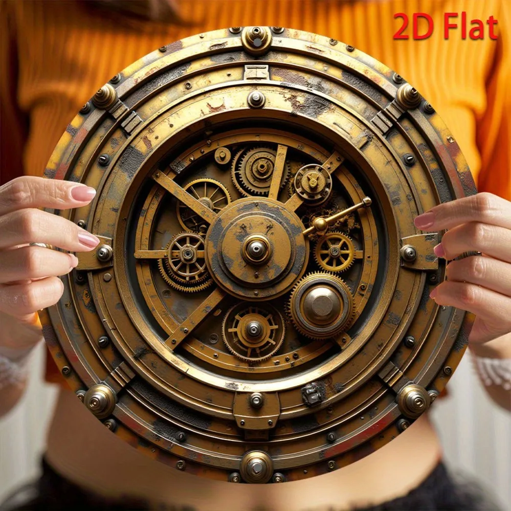 Retro Industrial Steampunk Gear Wall Clock, Vertical Hanging Decoration Suitable for Home, Bar, Garage, Coffee Shop