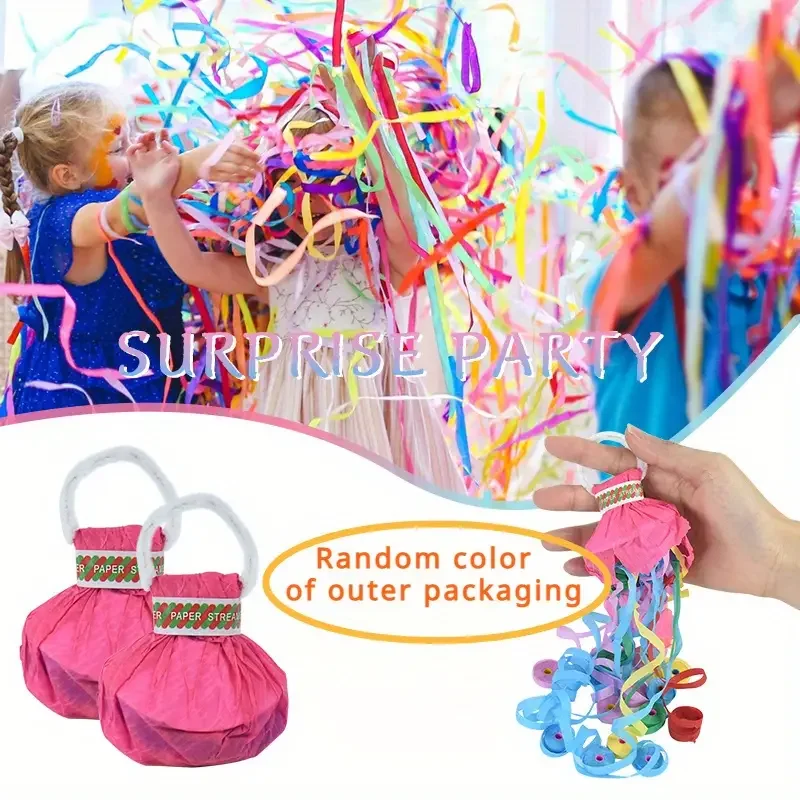 10pcs Colorful Hand Throw Confetti Poppers Throw Streamers Poppers No Mess Paper Crackers for Wedding Birthday Party Supplies