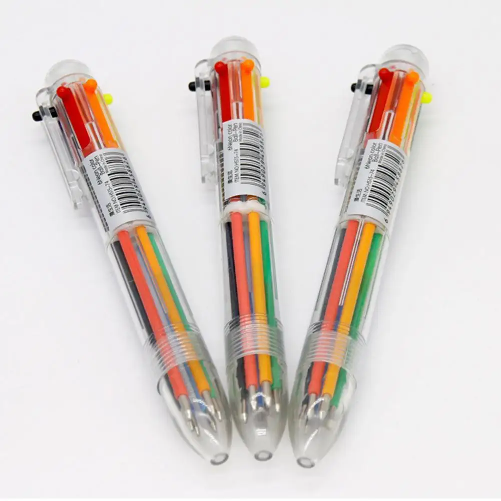 Transparent 6-color Ballpoint Pen With Smooth And Writing, Multiple Color Options, And Colorful Pens Tablet