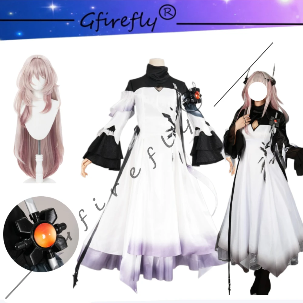 

Arknights Theresa Demon King Same Style Cosplay Costume Set White Dress Accessories Wig Women Carnival Party Halloween Outfit
